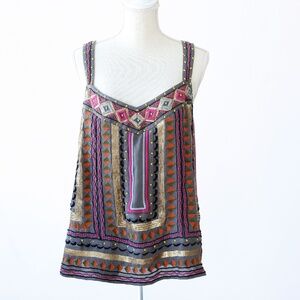 Colorful Anthropologie Beaded and Embroidered Tank top